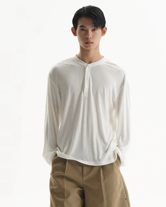 Textured Long Sleeve Lightweight Henley Top sold by Night City Clothing