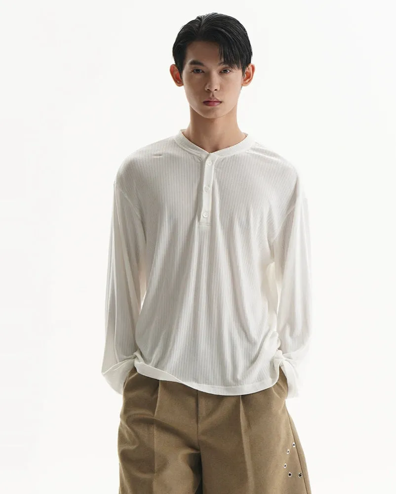 Textured Long Sleeve Lightweight Henley Top sold by Night City Clothing
