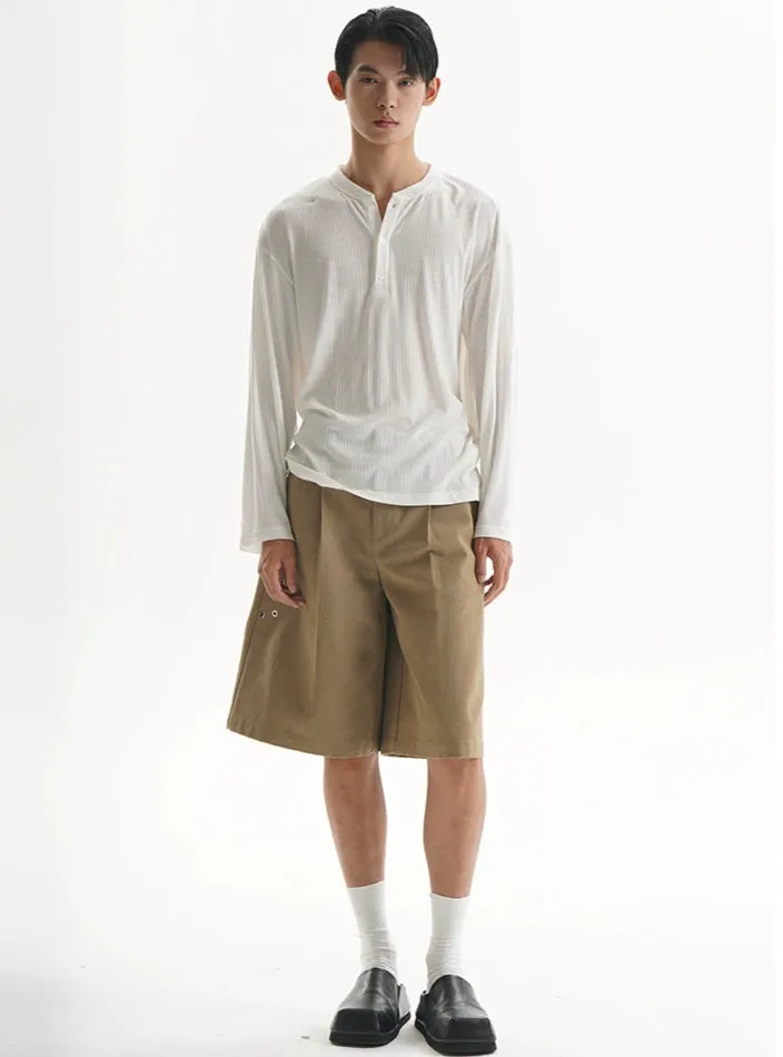 Textured Long Sleeve Lightweight Henley Top sold by Night City Clothing product image thumbnail 2