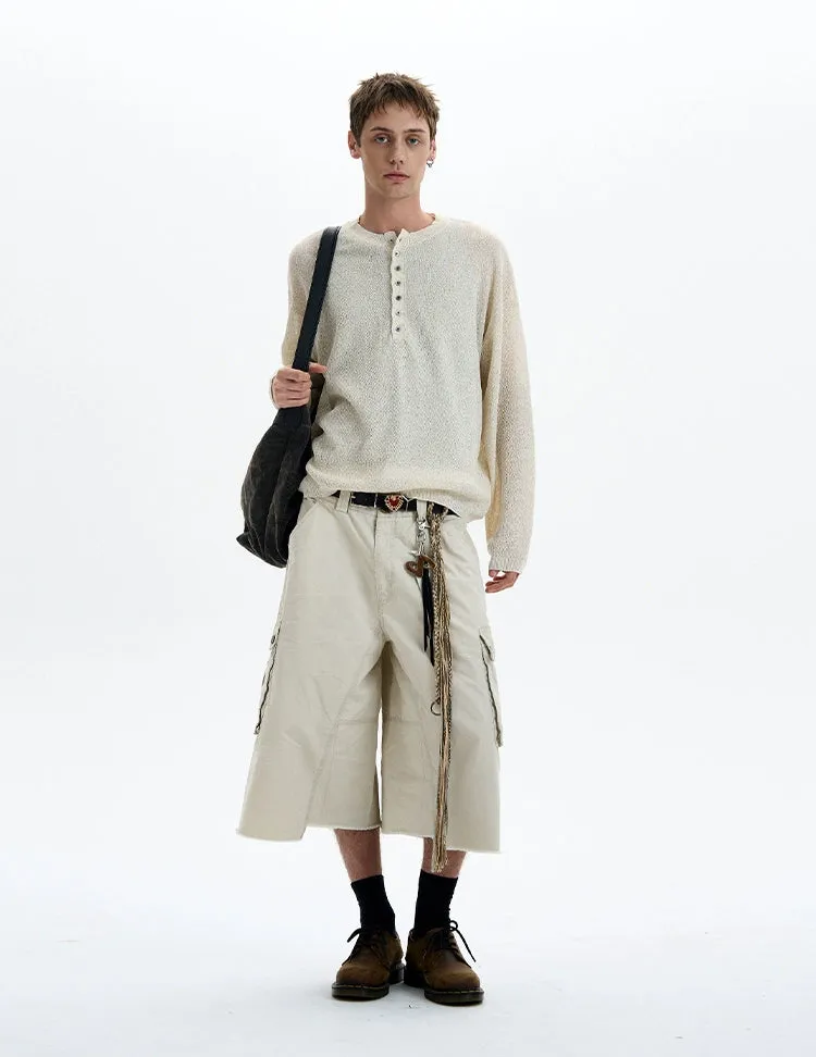 Textured Long Sleeve Sheer Henley Top with Button Detail sold by Night City Clothing product image thumbnail 5
