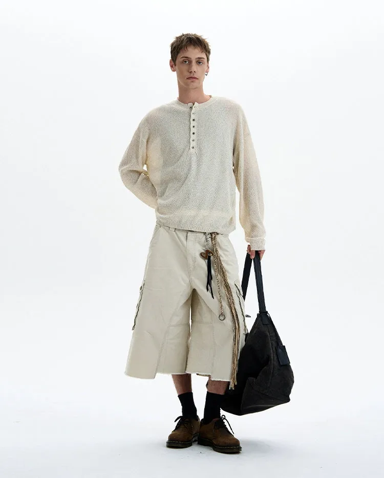 Textured Long Sleeve Sheer Henley Top with Button Detail sold by Night City Clothing product image thumbnail 4
