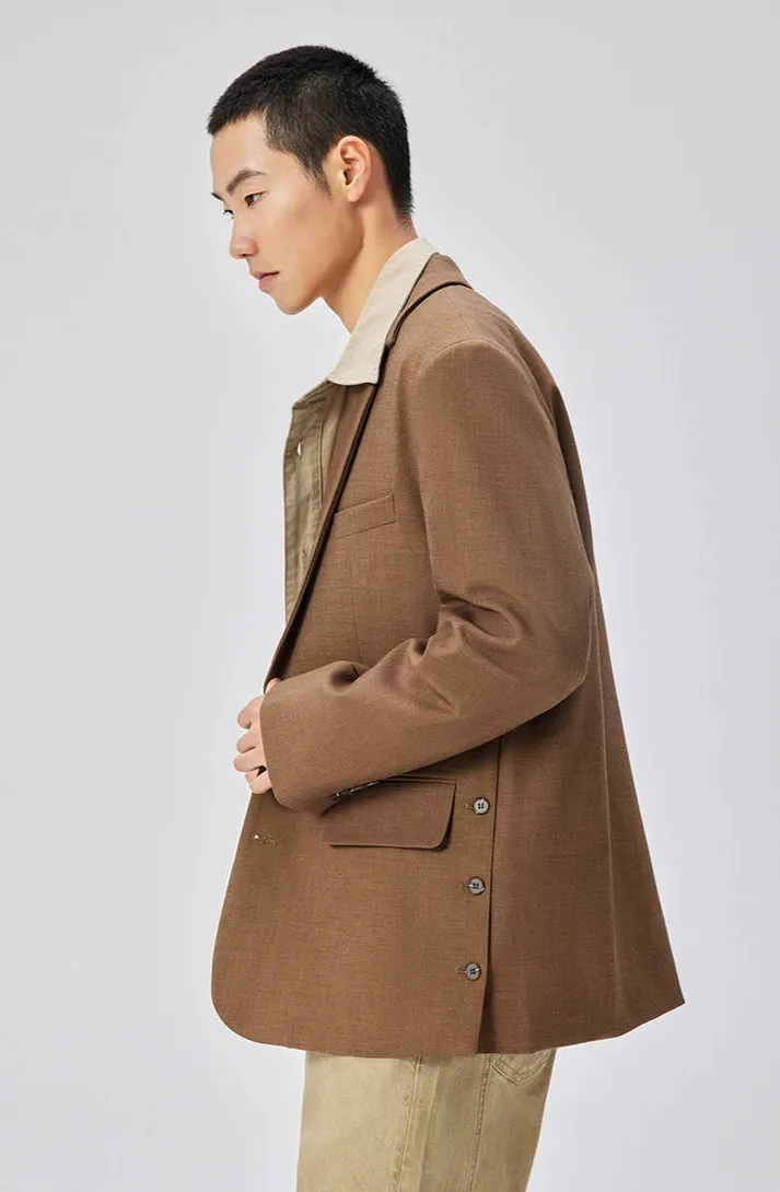 Single Breasted Blazer with Side Button Detail and Notch Lapel sold by Night City Clothing product image thumbnail 3