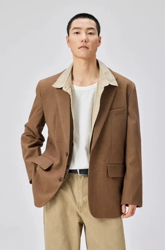 Single Breasted Blazer with Side Button Detail and Notch Lapel sold by Night City Clothing