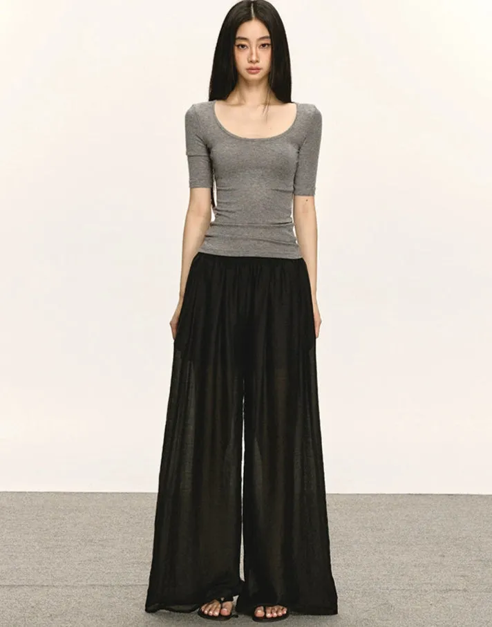 Sheer Lightweight Wide Leg Elastic Waist Pants sold by Night City Clothing product image thumbnail 2