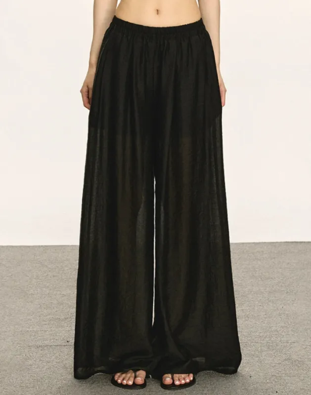 Sheer Lightweight Wide Leg Elastic Waist Pants sold by Night City Clothing