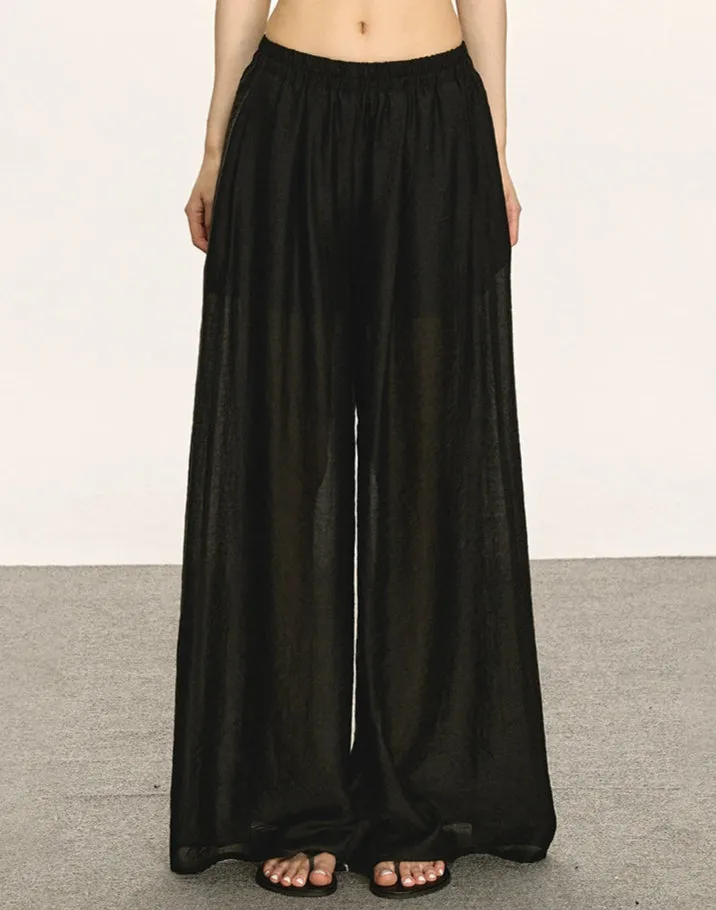 Sheer Lightweight Wide Leg Elastic Waist Pants sold by Night City Clothing