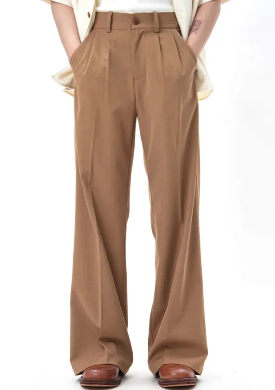Pleated Wide Leg Trousers with Tailored Waistband and Belt Loop made by Night City Clothing
