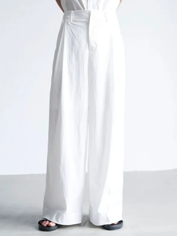 Wide Leg Pleated Front Lightweight Trousers sold by Night City Clothing