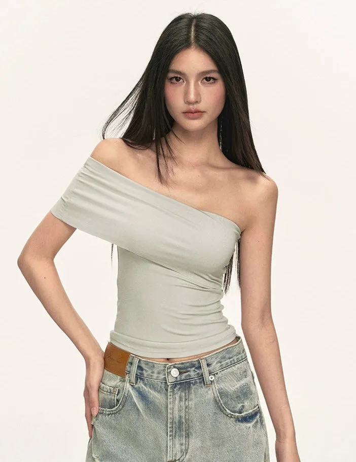 Asymmetric One Shoulder Stretch Knit Top sold by Night City Clothing product image thumbnail 5
