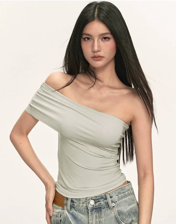 Asymmetric One Shoulder Stretch Knit Top sold by Night City Clothing product image thumbnail 4