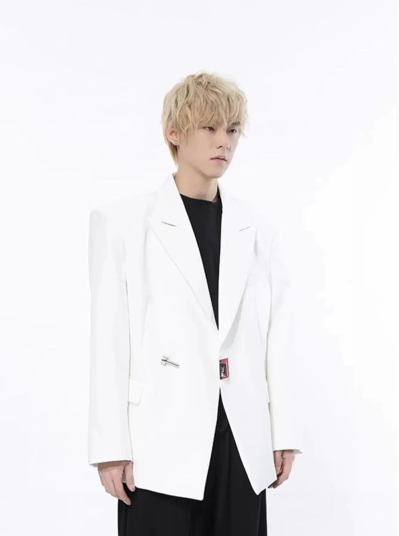 Asymmetric Structured Blazer with Lock Clasp Detail sold by Night City Clothing product image thumbnail 3