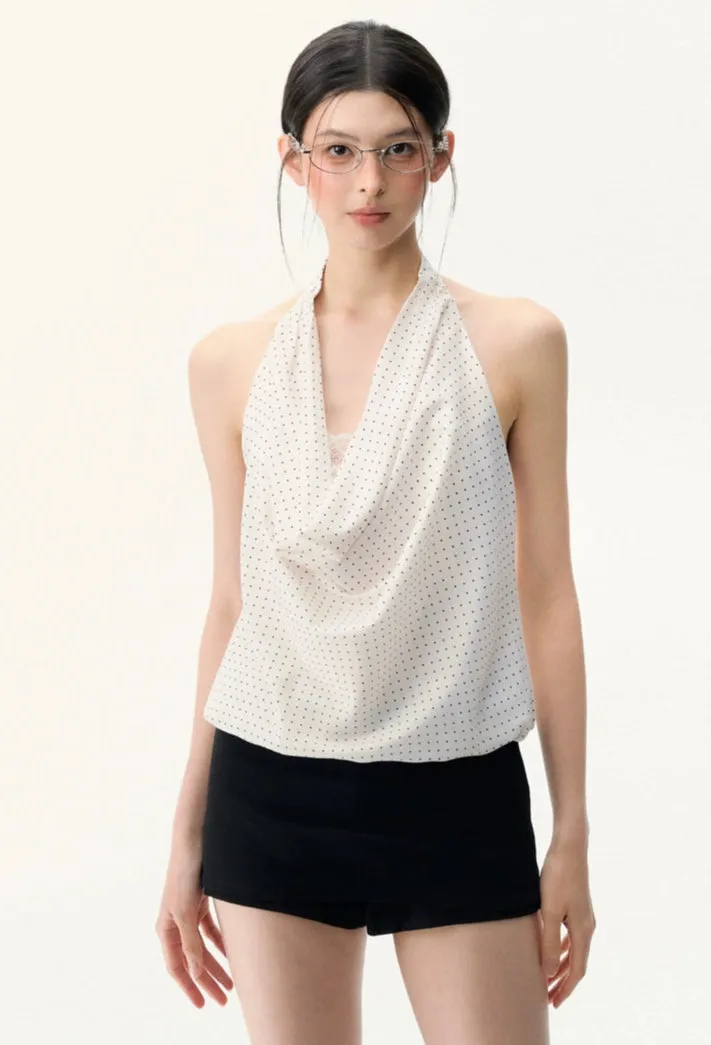 Polka Dot Halter Neck Cowl Top sold by Night City Clothing product image thumbnail 2