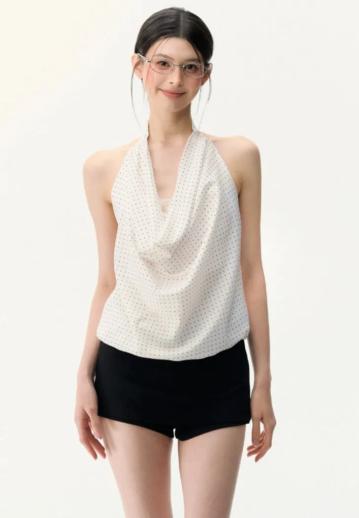 Polka Dot Halter Neck Cowl Top sold by Night City Clothing