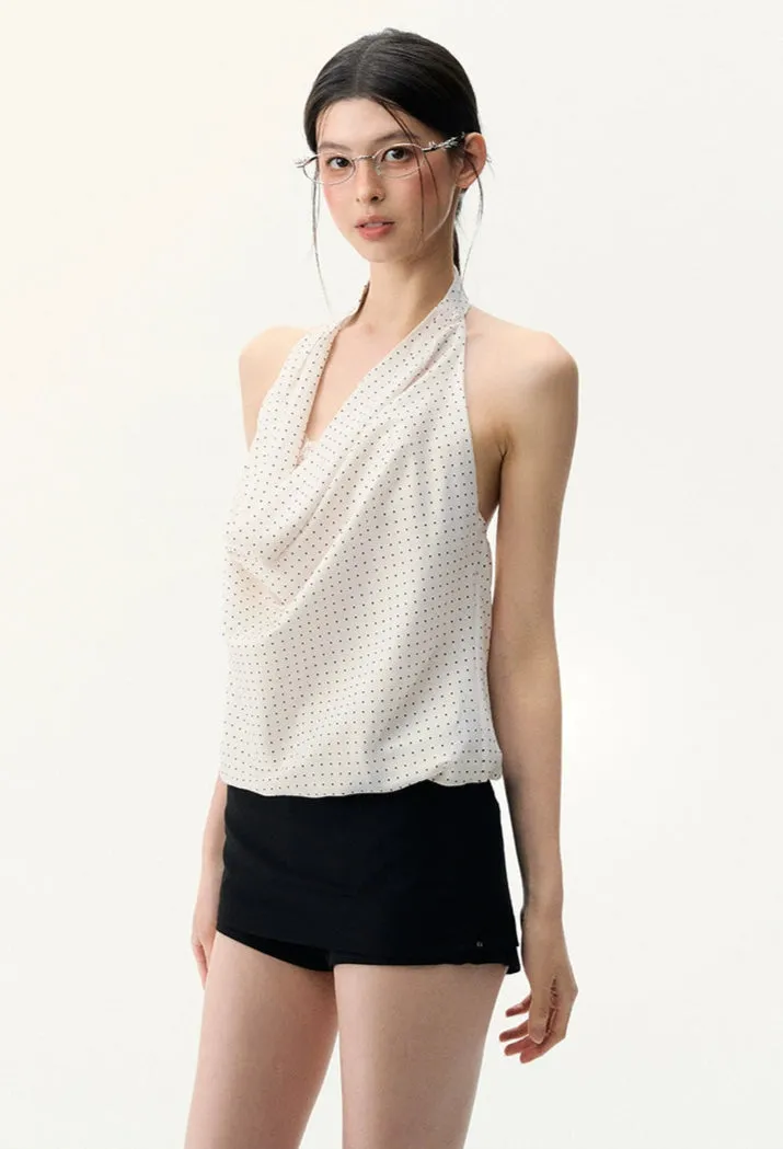 Polka Dot Halter Neck Cowl Top sold by Night City Clothing product image thumbnail 4