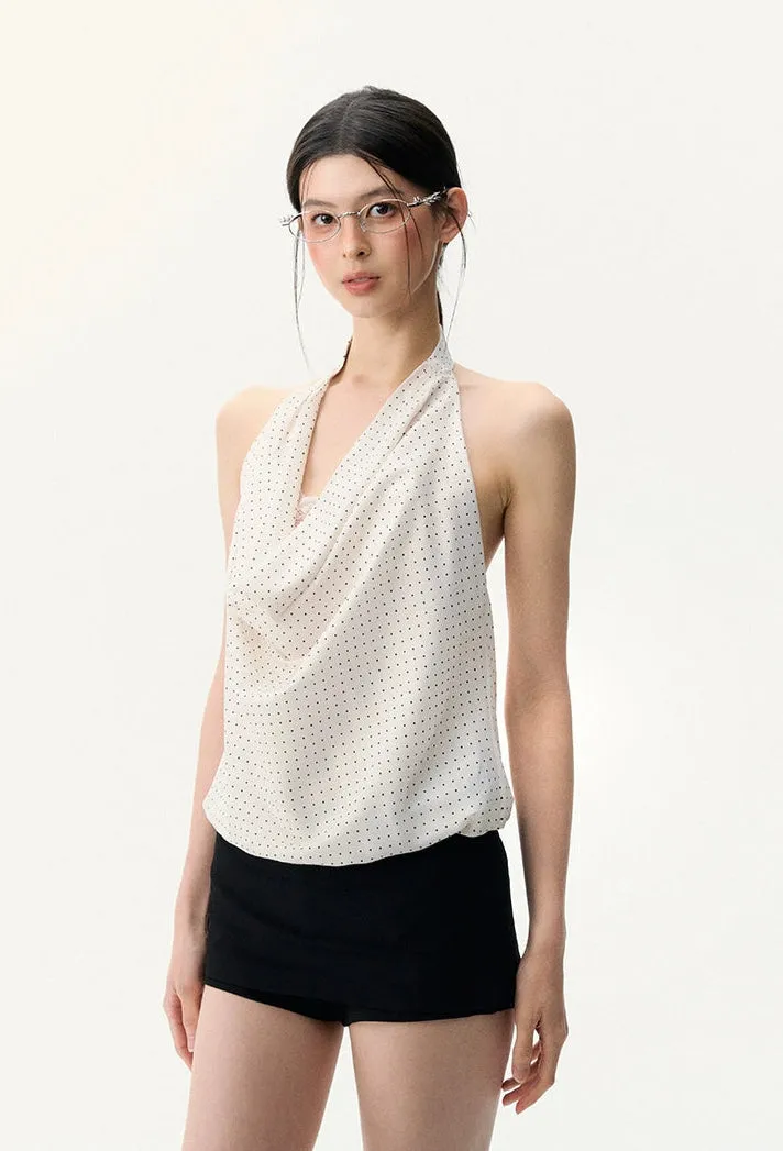 Polka Dot Halter Neck Cowl Top sold by Night City Clothing product image thumbnail 5