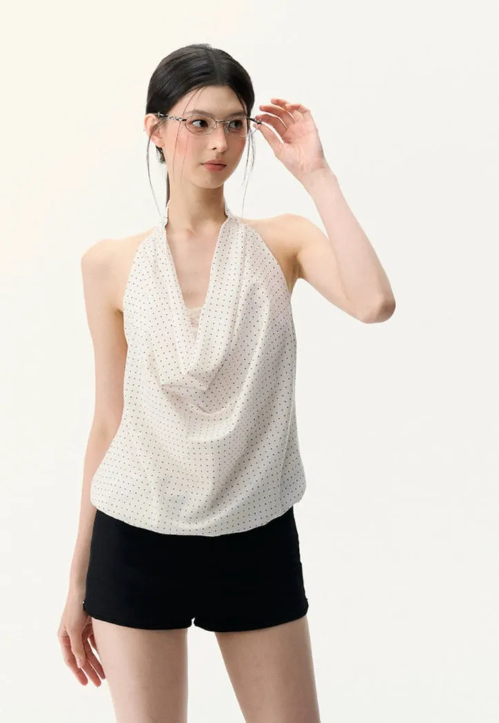 Polka Dot Halter Neck Cowl Top sold by Night City Clothing product image thumbnail 3