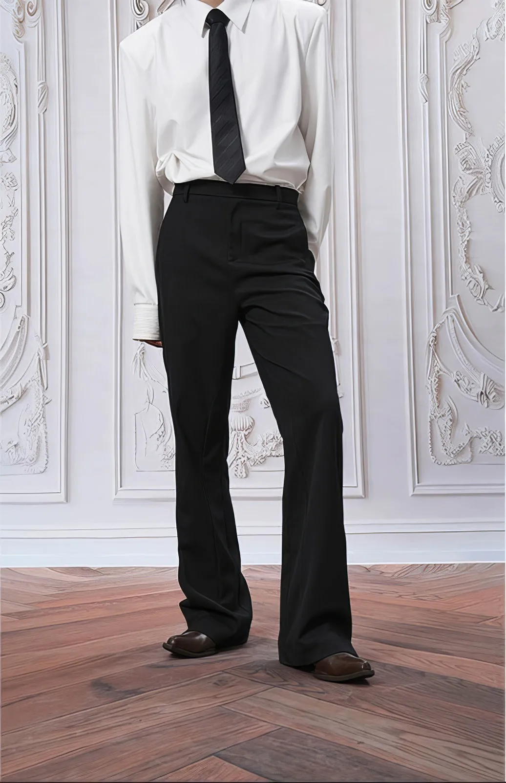 Tailored Straight Leg Semi-Flare Suit Trousers sold by Night City Clothing product image thumbnail 2