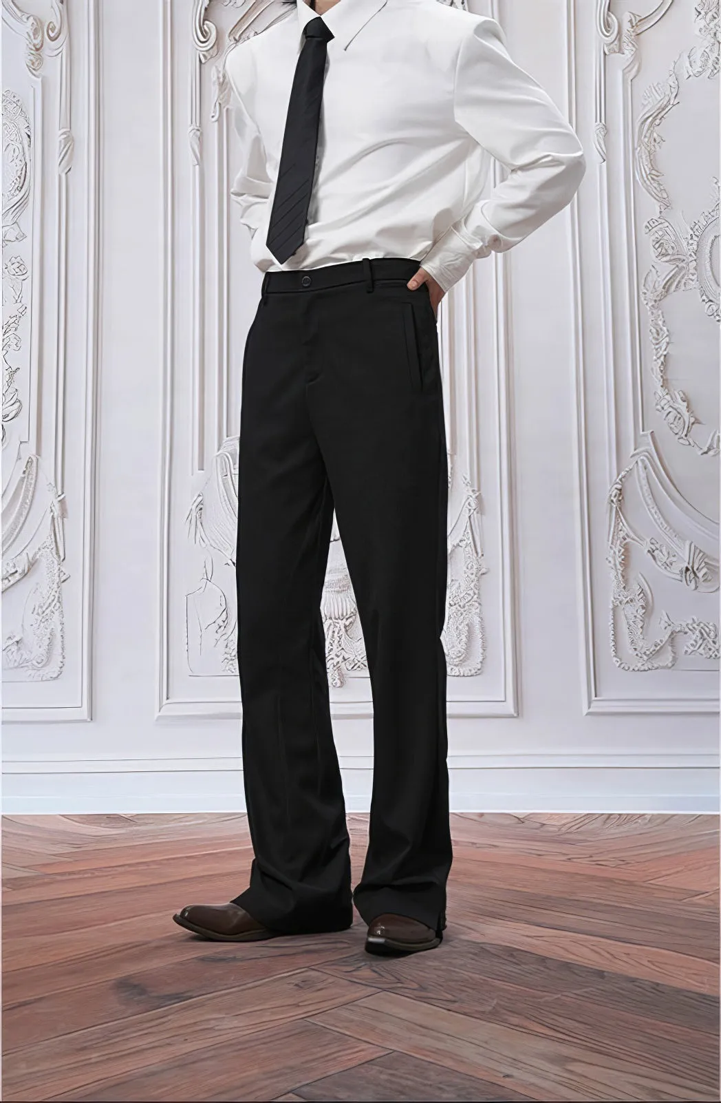 Tailored Straight Leg Semi-Flare Suit Trousers sold by Night City Clothing product image thumbnail 4