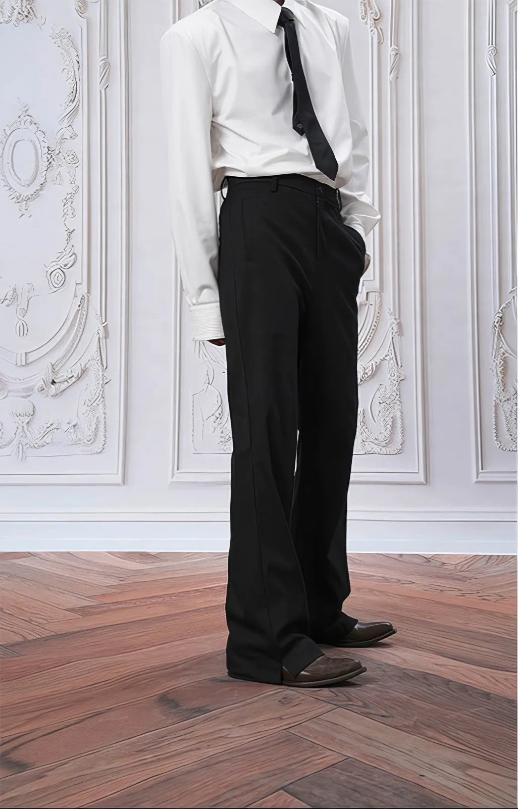Tailored Straight Leg Semi-Flare Suit Trousers sold by Night City Clothing product image thumbnail 5