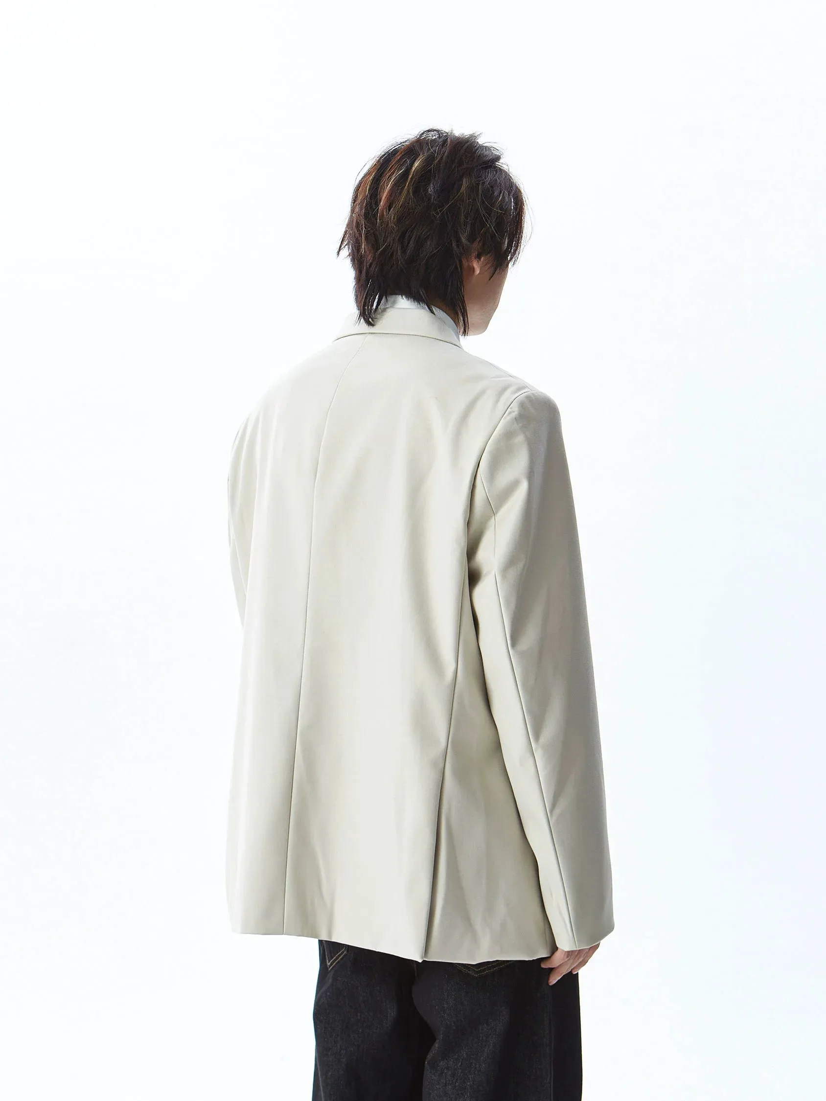 Double Breasted Structured Shoulder Blazer with Wide Lapel sold by Night City Clothing product image thumbnail 5