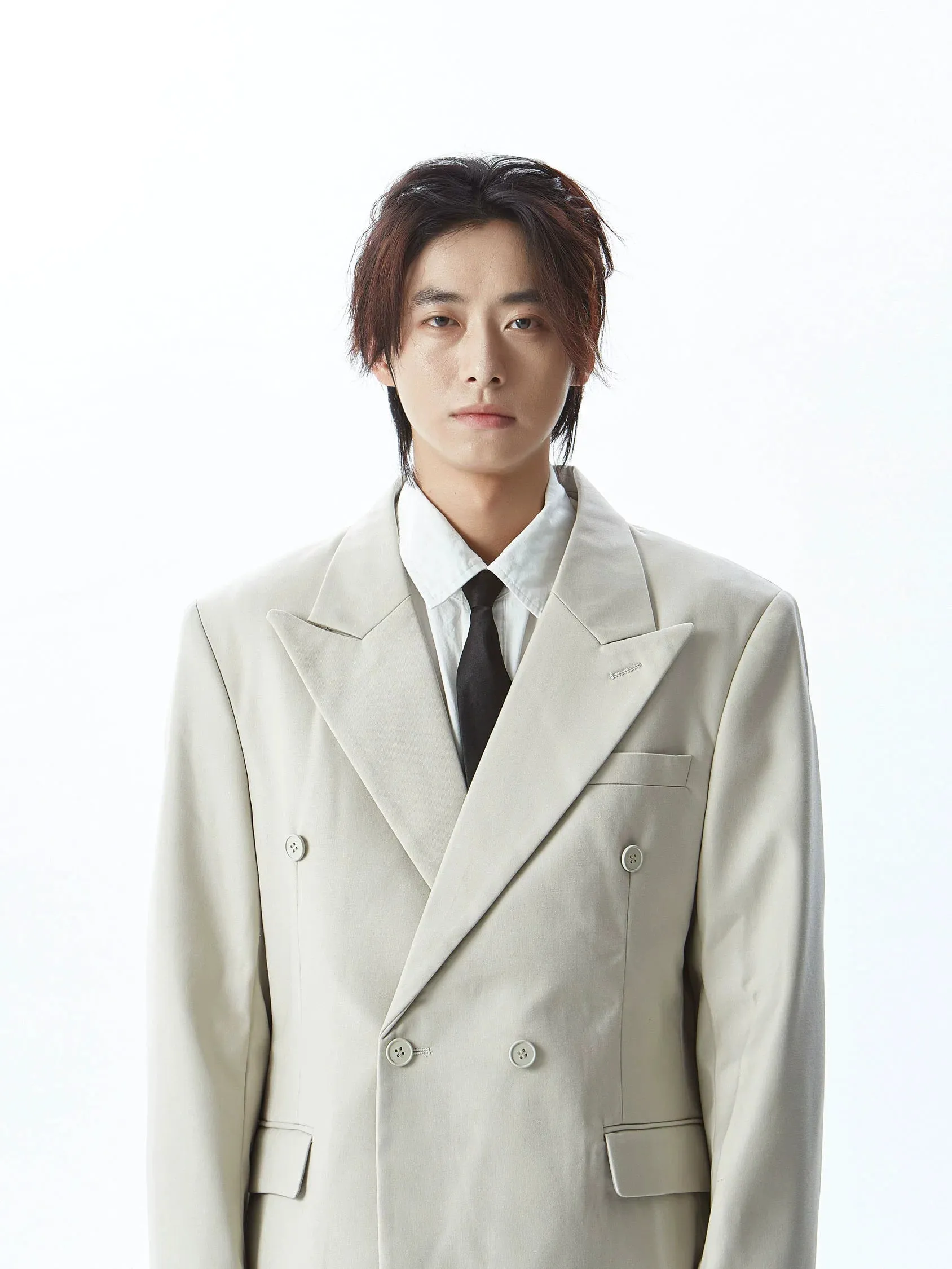 Double Breasted Structured Shoulder Blazer with Wide Lapel sold by Night City Clothing product image thumbnail 3