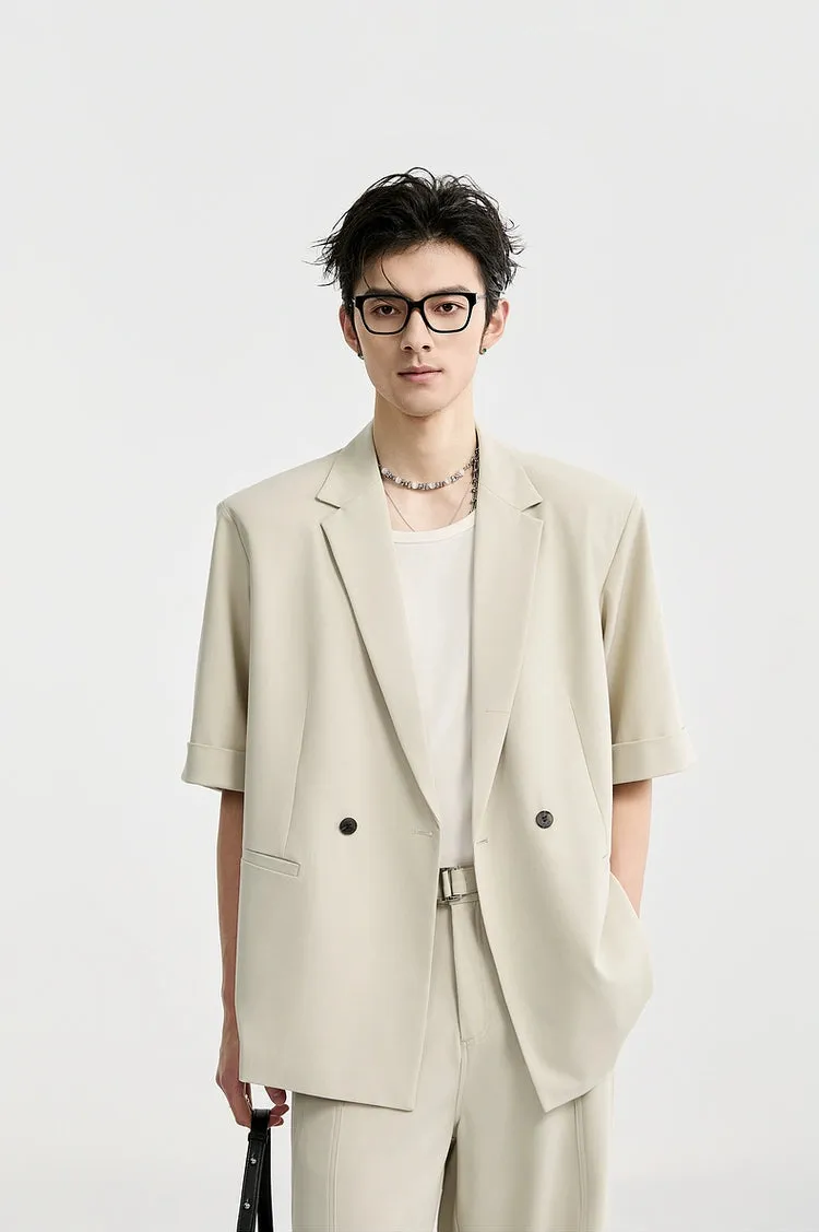 Single Breasted Short Sleeve Blazer with Chain Brooch Detail sold by Night City Clothing