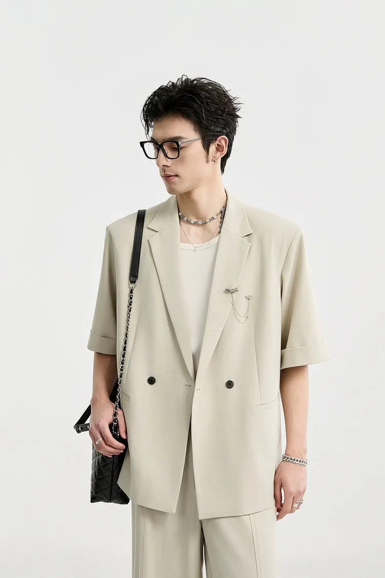 Single Breasted Short Sleeve Blazer with Chain Brooch Detail sold by Night City Clothing product image thumbnail 5
