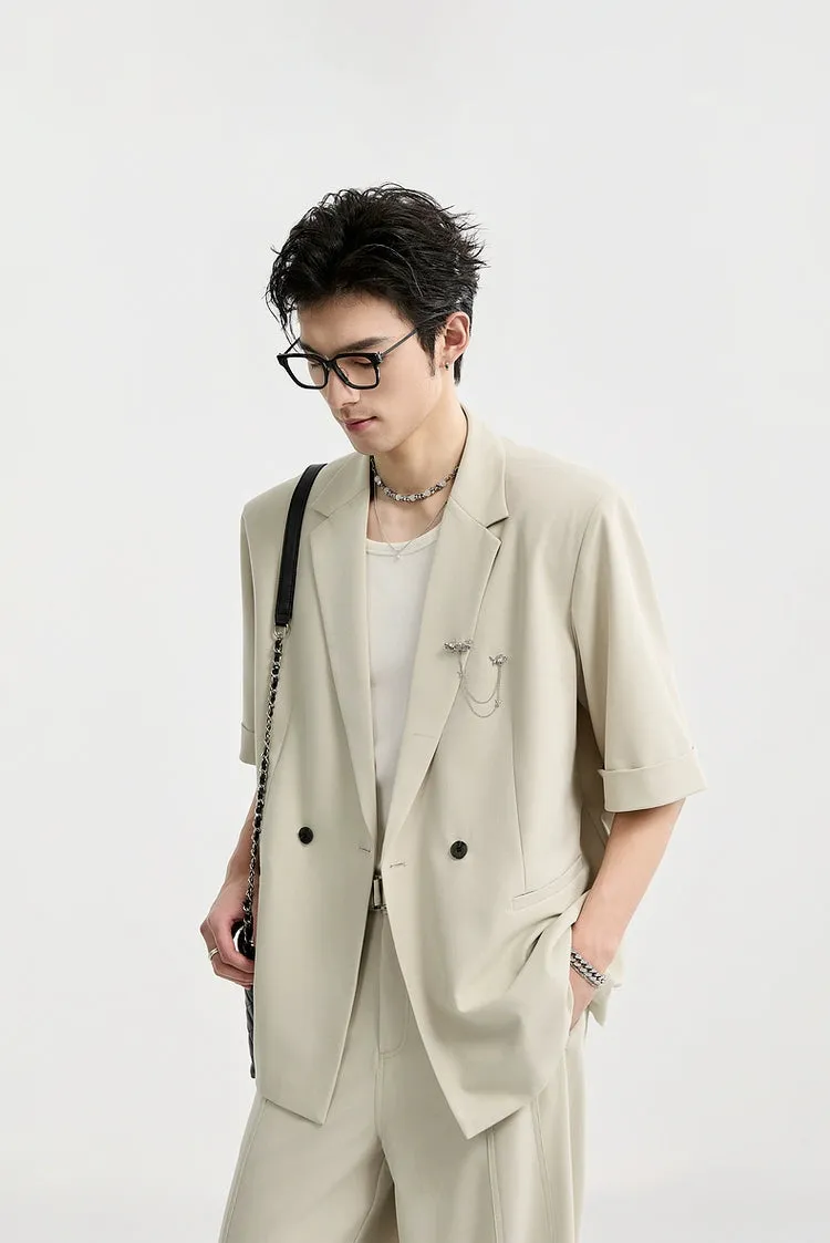Single Breasted Short Sleeve Blazer with Chain Brooch Detail sold by Night City Clothing product image thumbnail 4