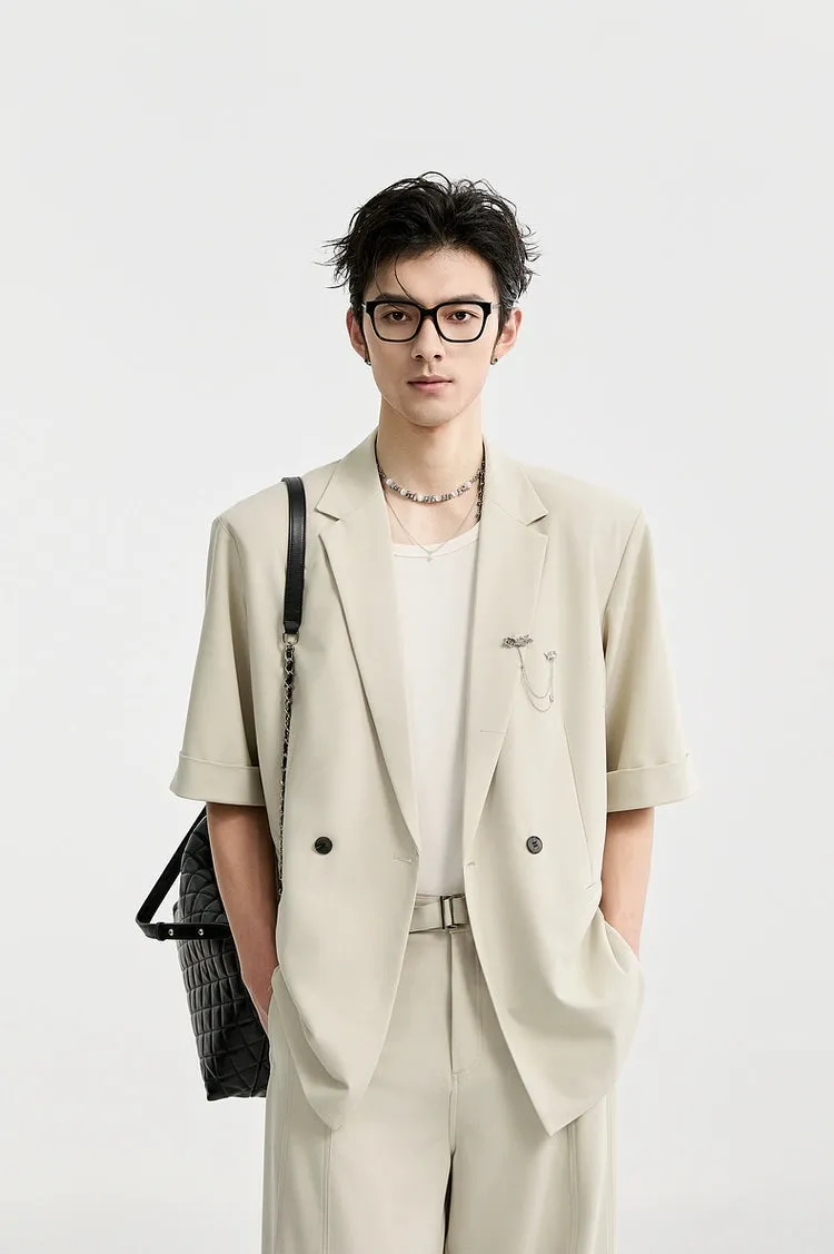 Single Breasted Short Sleeve Blazer with Chain Brooch Detail sold by Night City Clothing product image thumbnail 2
