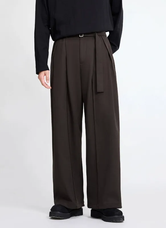 Wide Leg Multi-Pleated Trousers with Belt Detail sold by Night City Clothing