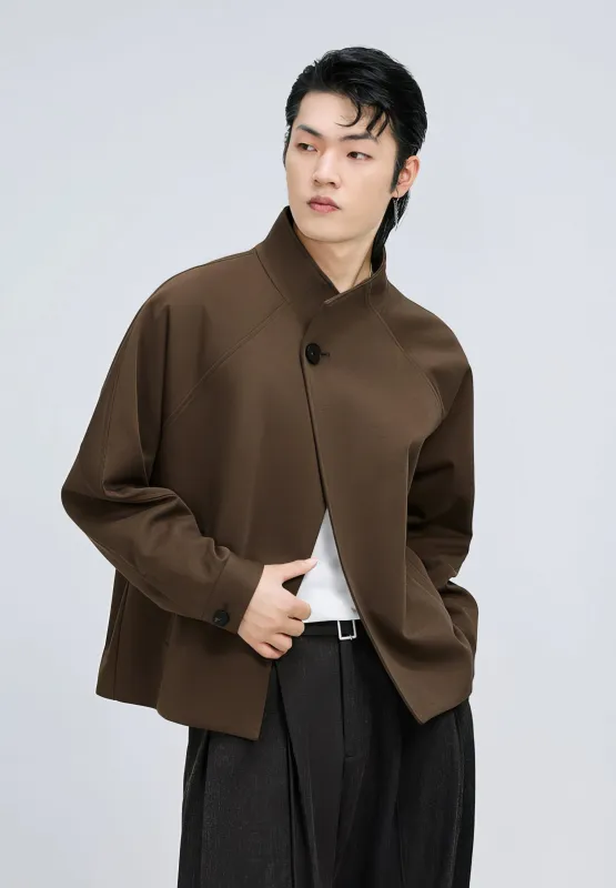 Structured Stand Collar Single Button Jacket with Pockets sold by Night City Clothing