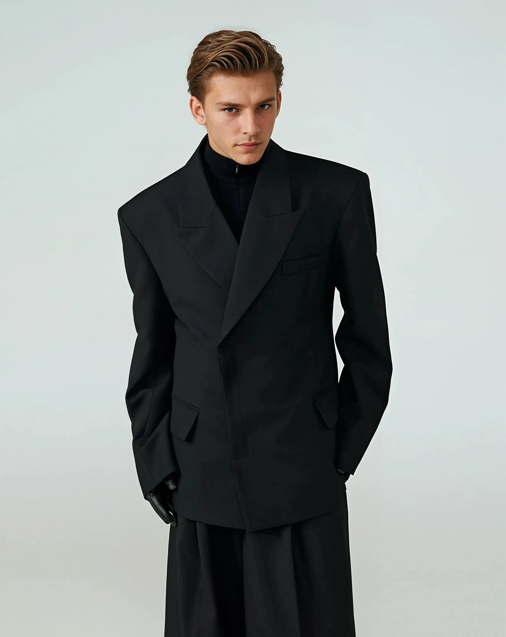 Structured Boxy Double-Breasted Hidden Button Blazer sold by Night City Clothing product image thumbnail 3