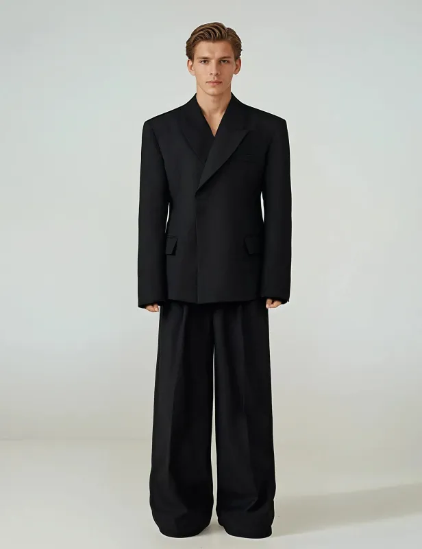 Structured Boxy Double-Breasted Hidden Button Blazer made by Night City Clothing