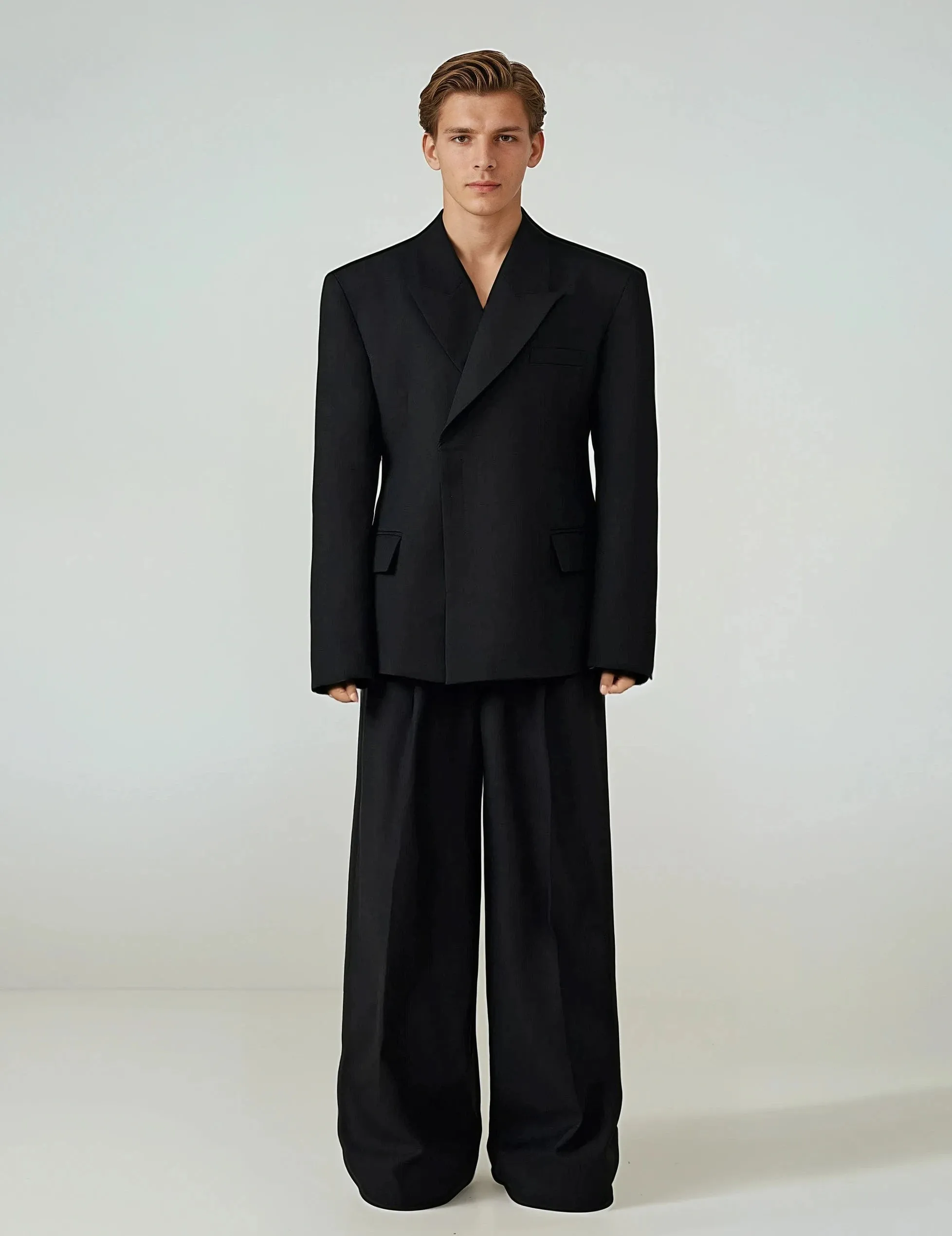Structured Boxy Double-Breasted Hidden Button Blazer sold by Night City Clothing