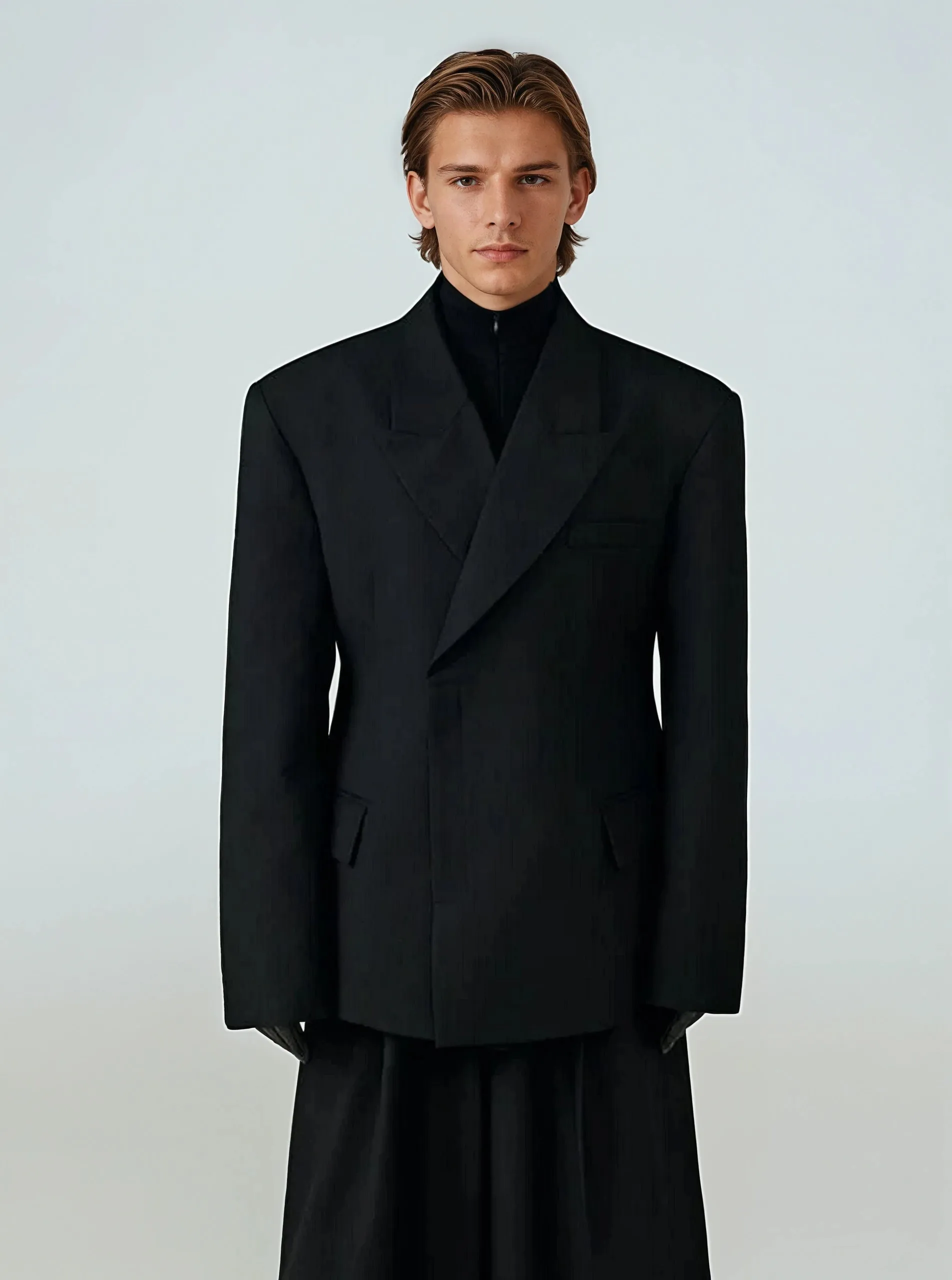 Structured Boxy Double-Breasted Hidden Button Blazer sold by Night City Clothing product image thumbnail 2