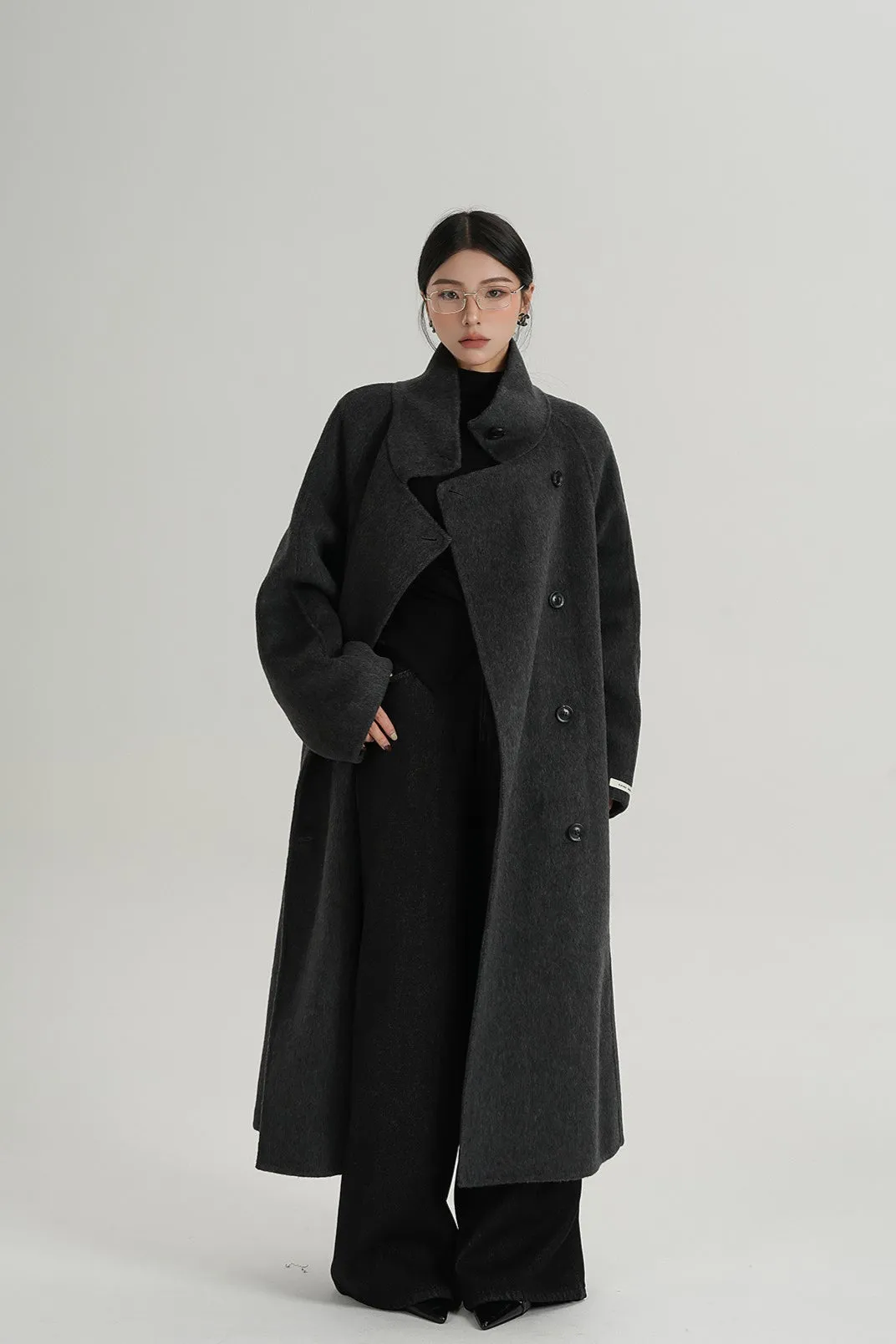 Asymmetric Button Belted Long Coat sold by Night City Clothing product image thumbnail 4