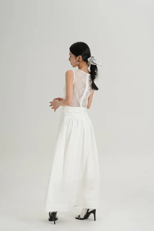 Sleeveless V-Neck Maxi Dress with Lace Back and Ruched Waist sold by Night City Clothing