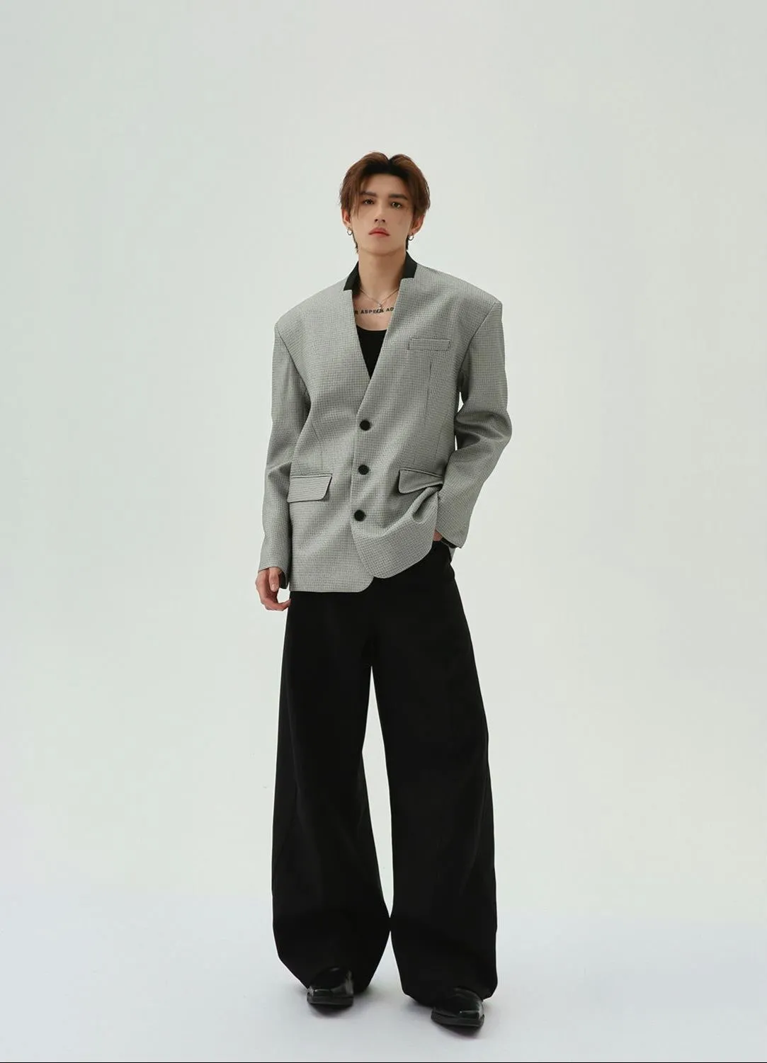 Oversized Houndstooth Pattern Single Breasted Blazer sold by Night City Clothing product image thumbnail 5