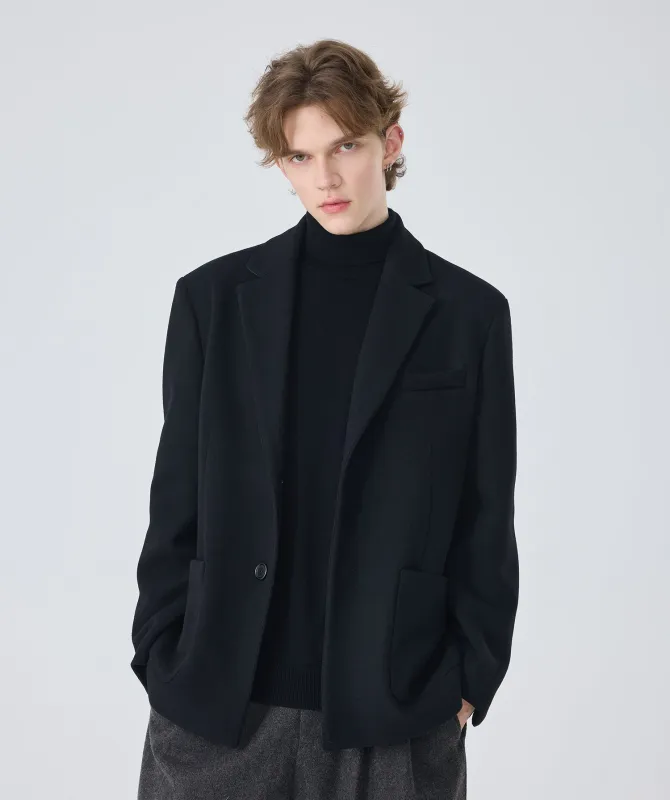 Oversized Single-Breasted Blazer Jacket with Structured Notched Lapel sold by Night City Clothing