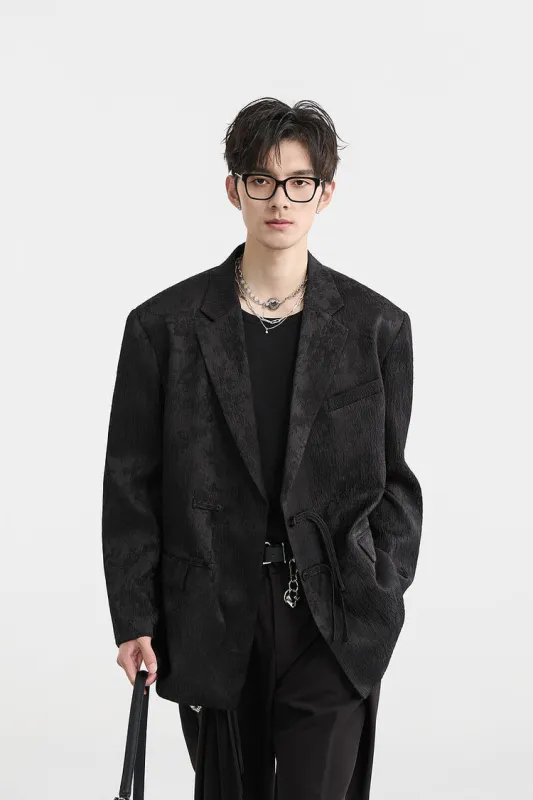 Textured Floral Pattern Single-Breasted Blazer sold by Night City Clothing