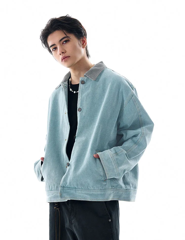 Contrast Corduroy Collar Denim Button Jacket sold by Night City Clothing product image thumbnail 4