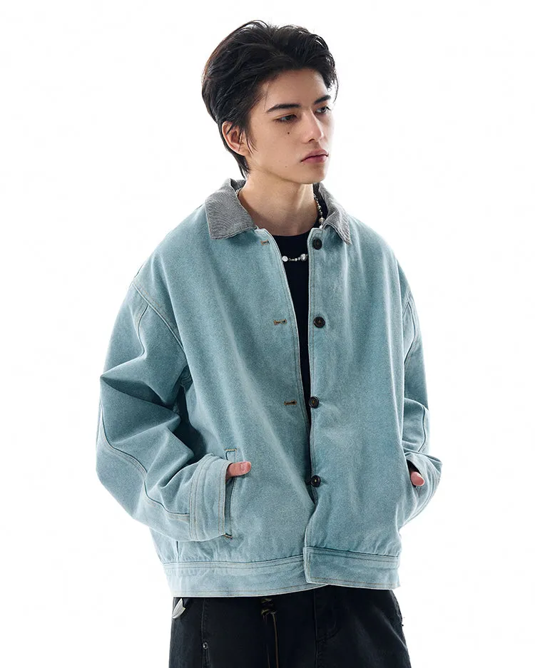 Contrast Corduroy Collar Denim Button Jacket sold by Night City Clothing product image thumbnail 3