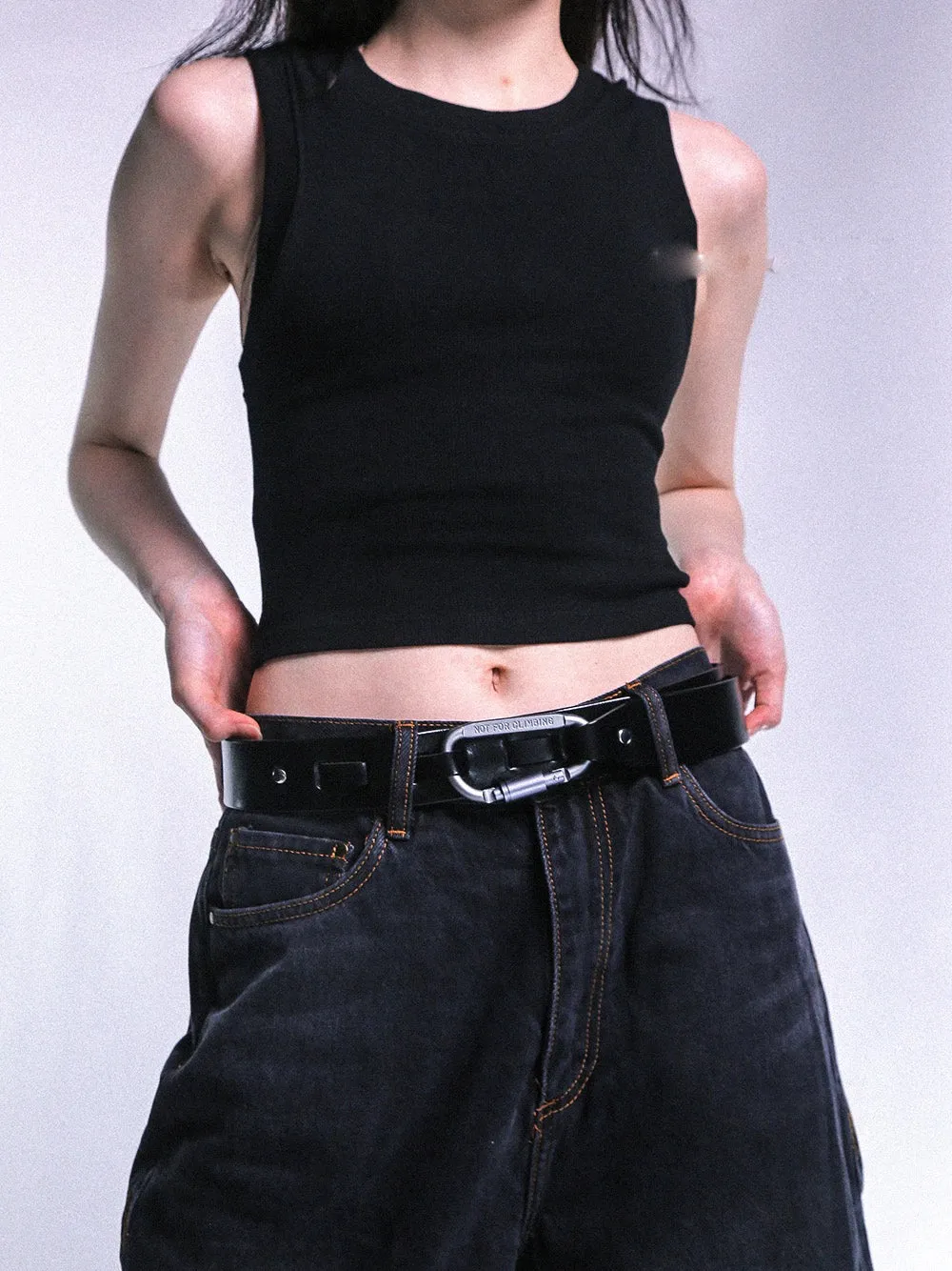 Faux Leather Belt with Metal Buckle and Carabiner Loop sold by Night City Clothing product image thumbnail 3