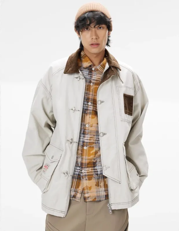 Corduroy Collar Fireman Buckle Workwear Jacket sold by Night City Clothing