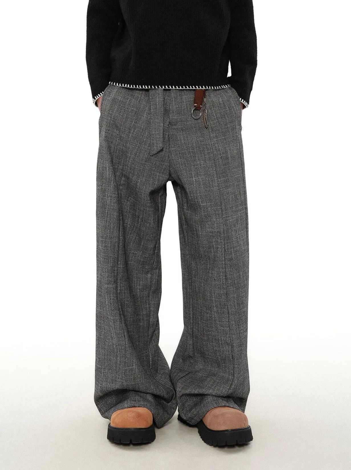Wide Leg Textured Trousers with Strap Belt sold by Night City Clothing product image thumbnail 2