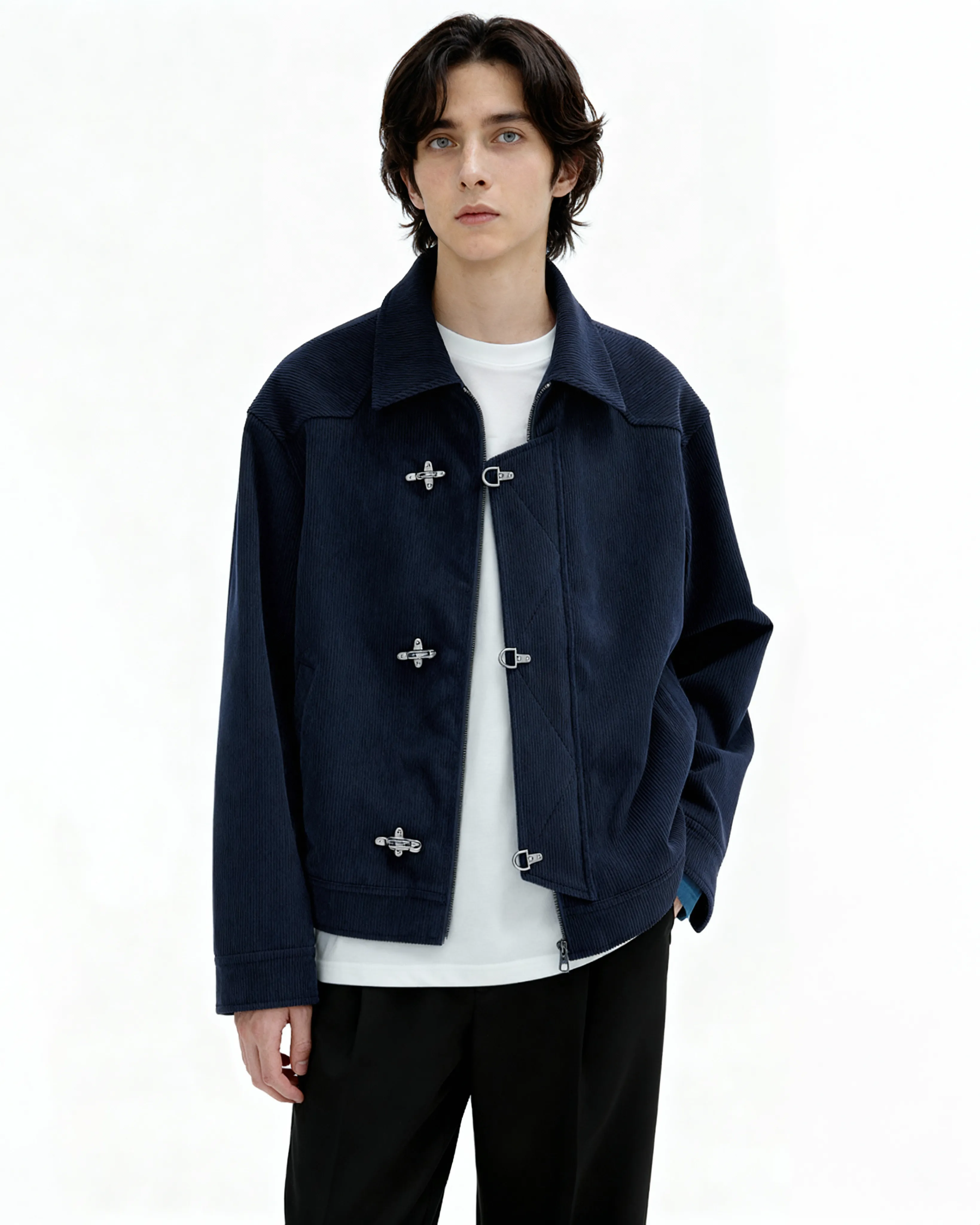 Fireman Clasp-Buckle Corduroy Collared Jacket sold by Night City Clothing product image thumbnail 2