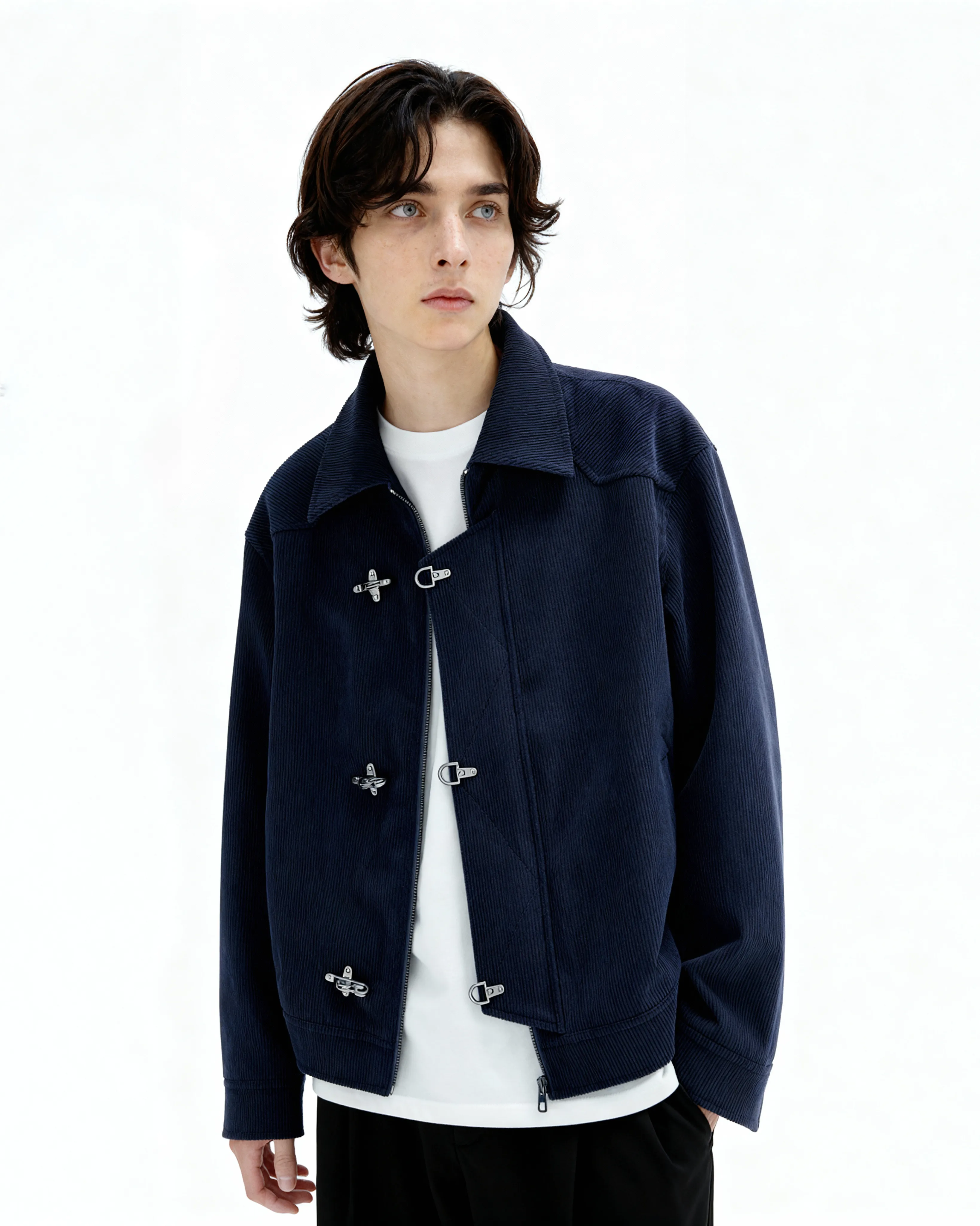 Fireman Clasp-Buckle Corduroy Collared Jacket sold by Night City Clothing product image thumbnail 3