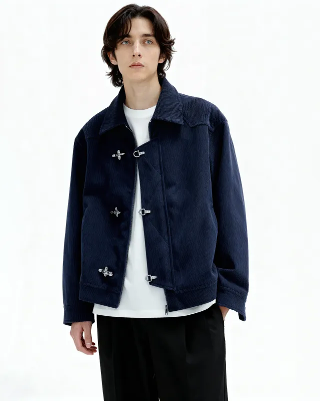 Fireman Clasp-Buckle Corduroy Collared Jacket sold by Night City Clothing