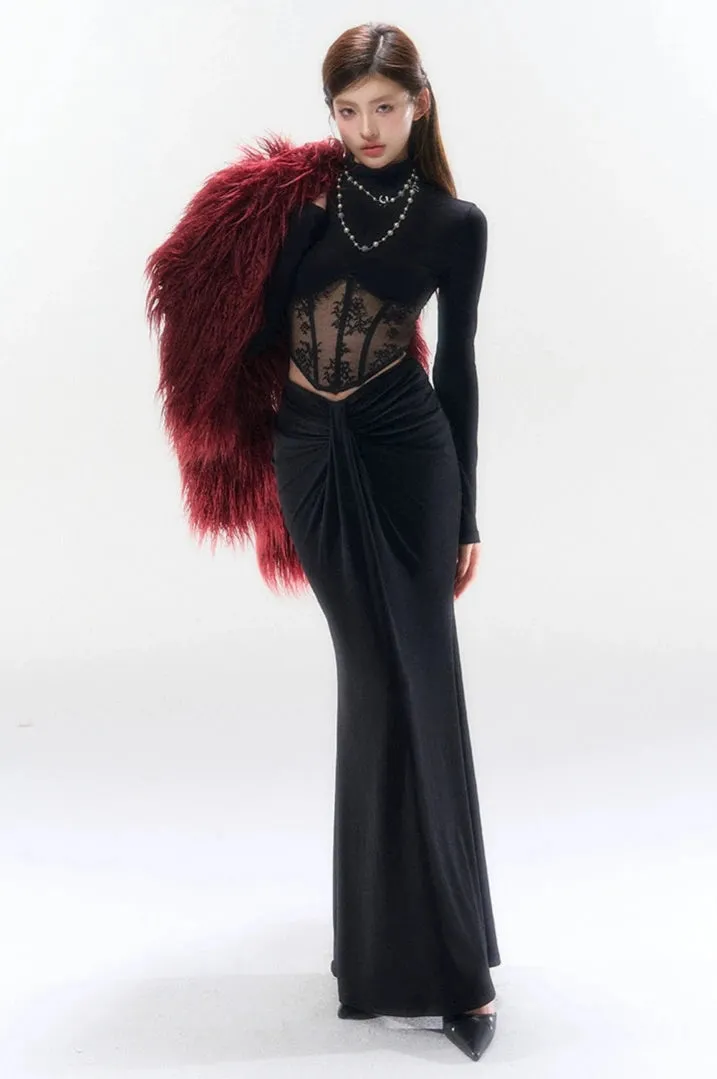 Lace Mesh Mock Neck Corset Long Sleeve Top sold by Night City Clothing product image thumbnail 4