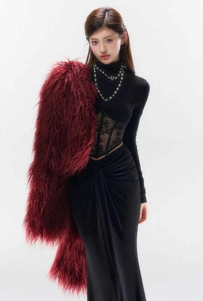 Lace Mesh Mock Neck Corset Long Sleeve Top sold by Night City Clothing product image thumbnail 3